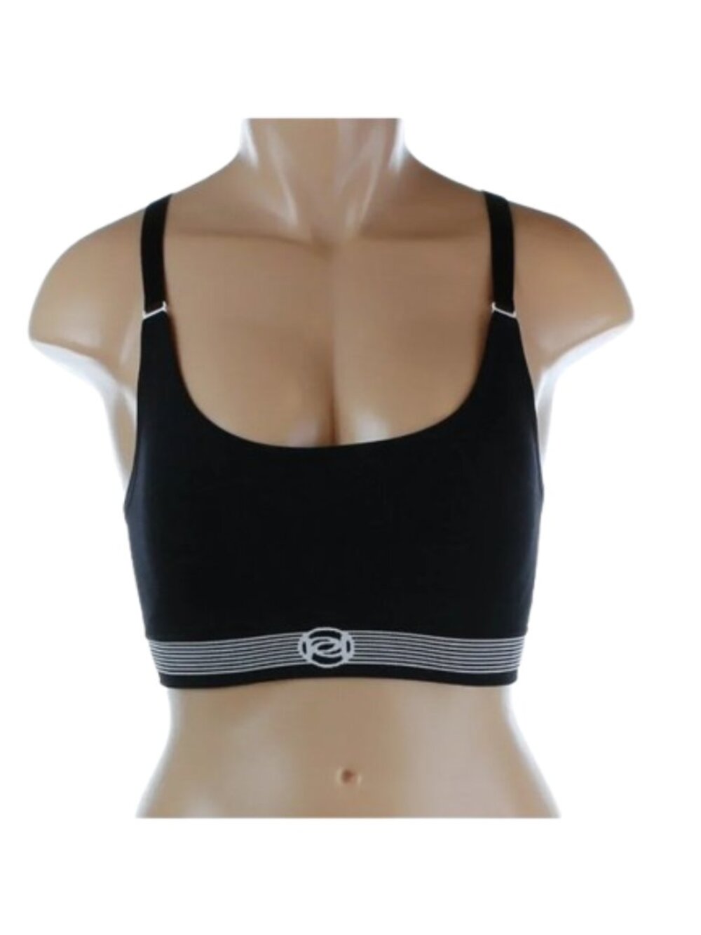 Bebe Black Racerback Logo Padded Sports Bra Bralette Small NWT